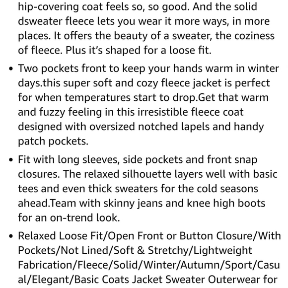 Womens Fleece Open Front Coat - Picture 4 of 11